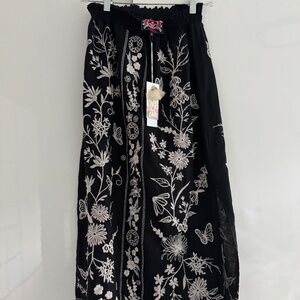 Johnny Was Domingo High Slit Linen MAXI Skirt